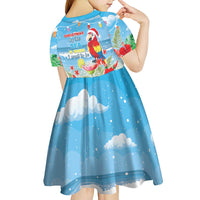 Hawaii Christmas Kid Short Sleeve Dress Funny Macaw Parrot Tropical Vibe LT05 - Wonder Print Shop