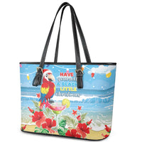 Hawaii Christmas Leather Tote Bag Funny Macaw Parrot Tropical Vibe LT05 - Wonder Print Shop