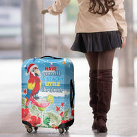 Hawaii Christmas Luggage Cover Funny Macaw Parrot Tropical Vibe LT05 - Wonder Print Shop
