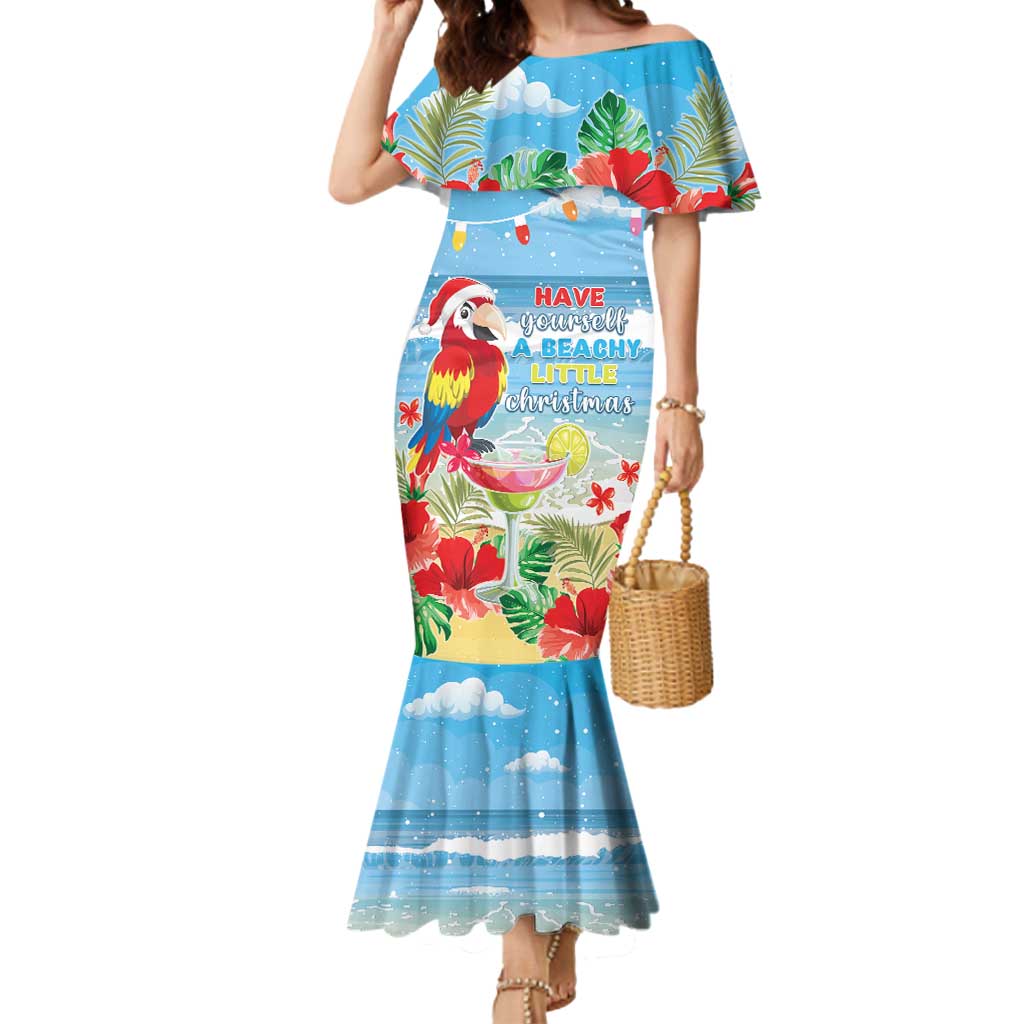 Hawaii Christmas Mermaid Dress Funny Macaw Parrot Tropical Vibe LT05 - Wonder Print Shop