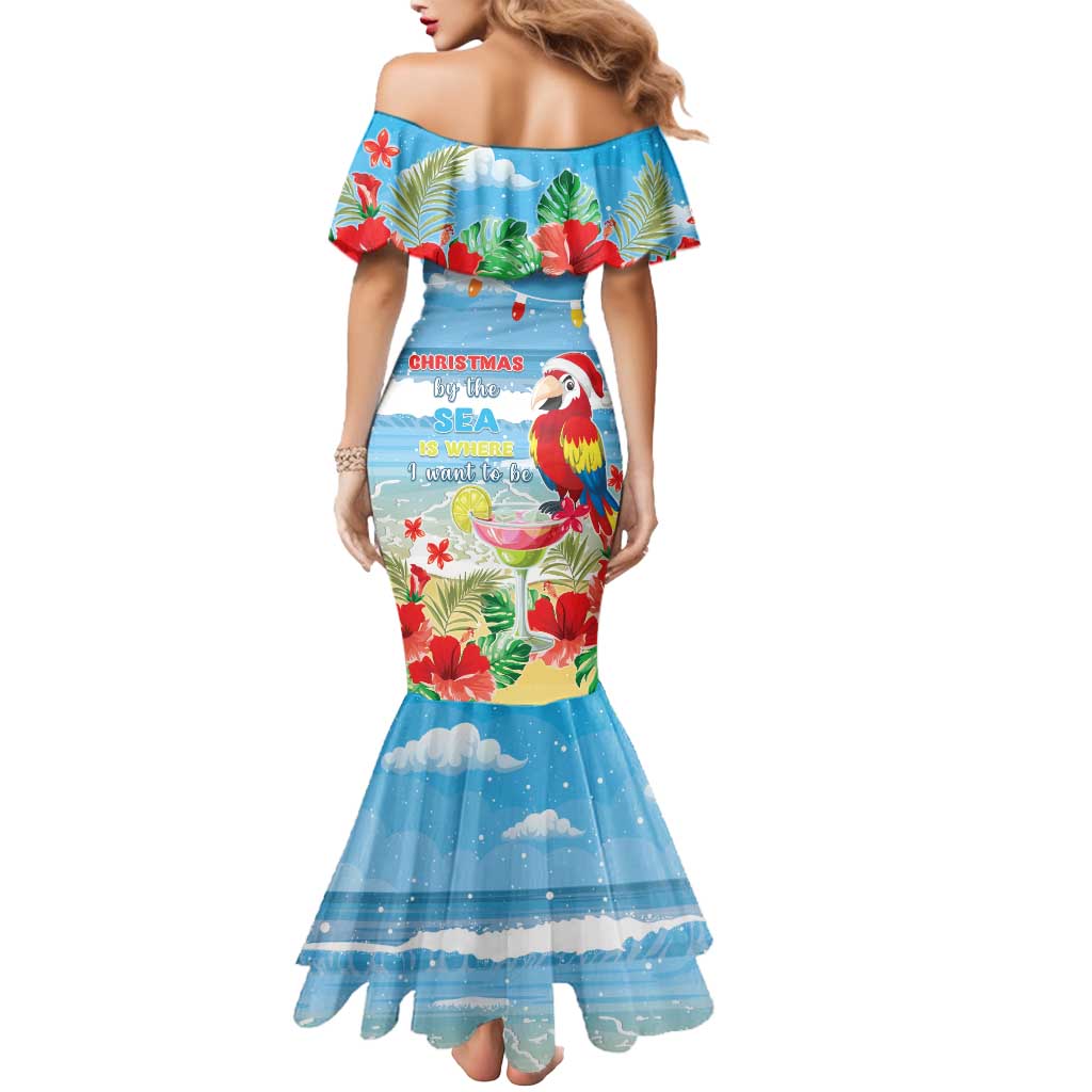 Hawaii Christmas Mermaid Dress Funny Macaw Parrot Tropical Vibe LT05 - Wonder Print Shop