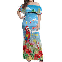 Hawaii Christmas Off Shoulder Maxi Dress Funny Macaw Parrot Tropical Vibe LT05 - Wonder Print Shop
