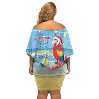 Hawaii Christmas Off Shoulder Short Dress Funny Macaw Parrot Tropical Vibe LT05 - Wonder Print Shop
