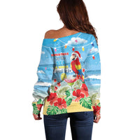 Hawaii Christmas Off Shoulder Sweater Funny Macaw Parrot Tropical Vibe LT05 - Wonder Print Shop