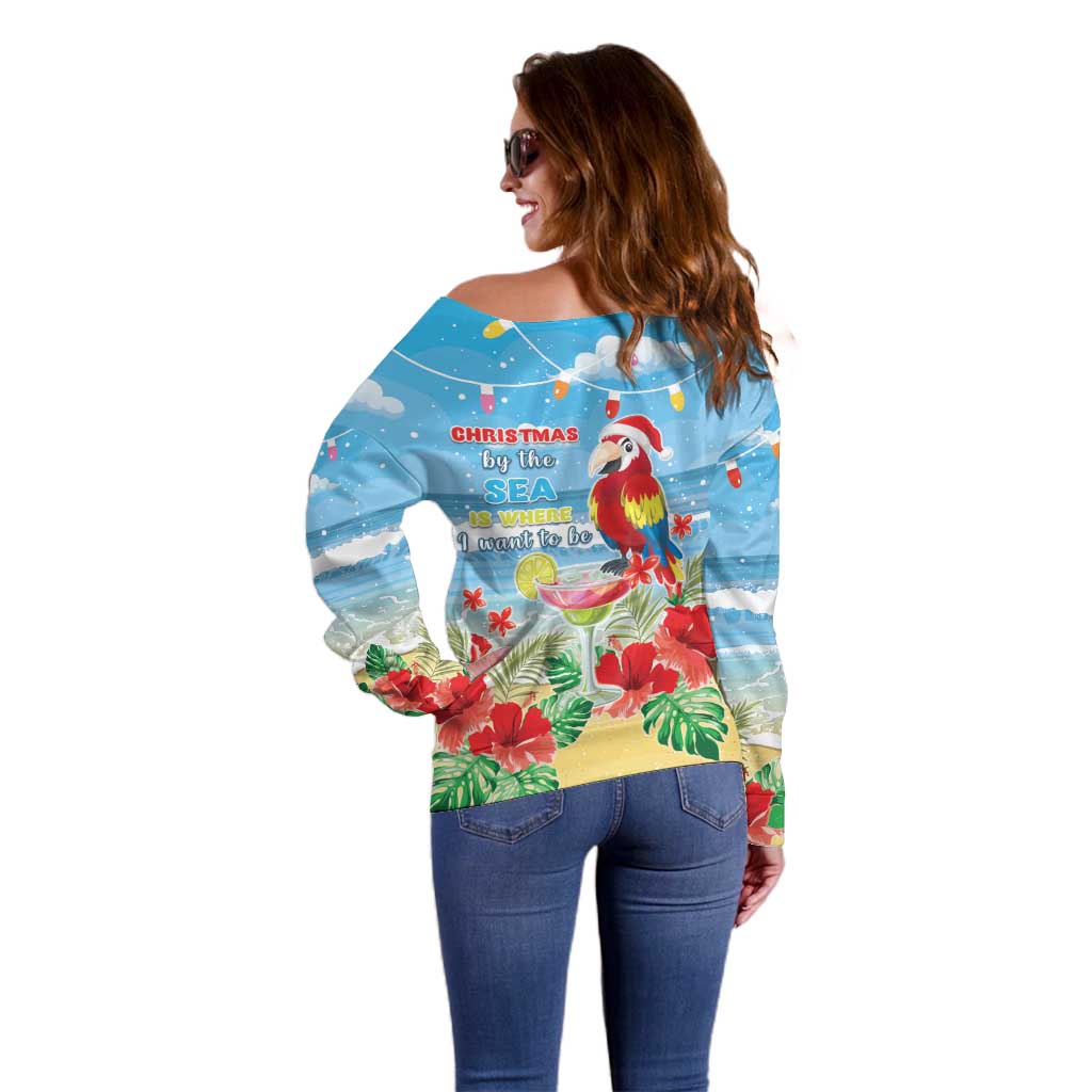 Hawaii Christmas Off Shoulder Sweater Funny Macaw Parrot Tropical Vibe LT05 - Wonder Print Shop