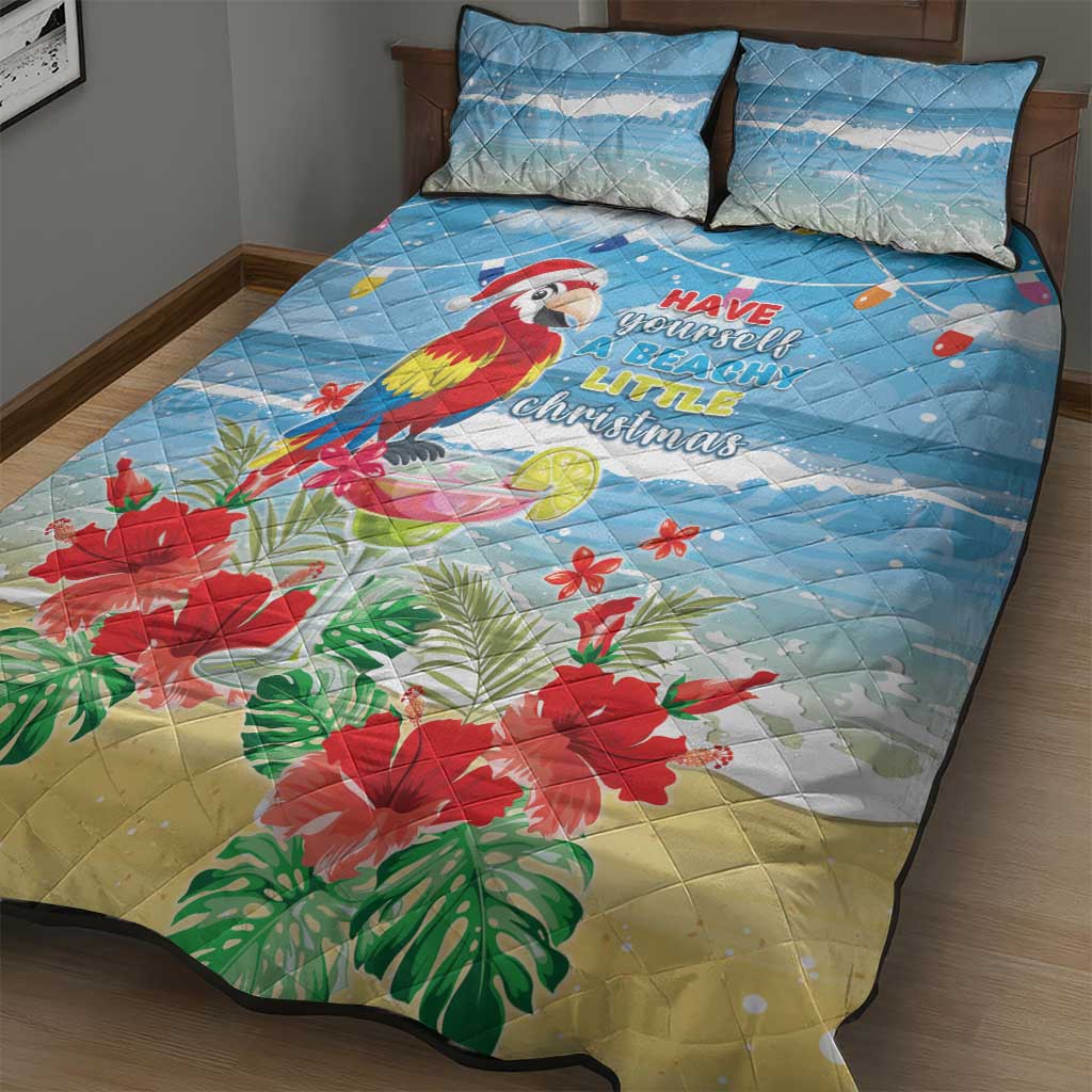 Hawaii Christmas Quilt Bed Set Funny Macaw Parrot Tropical Vibe LT05 - Wonder Print Shop