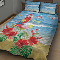 Hawaii Christmas Quilt Bed Set Funny Macaw Parrot Tropical Vibe LT05 - Wonder Print Shop