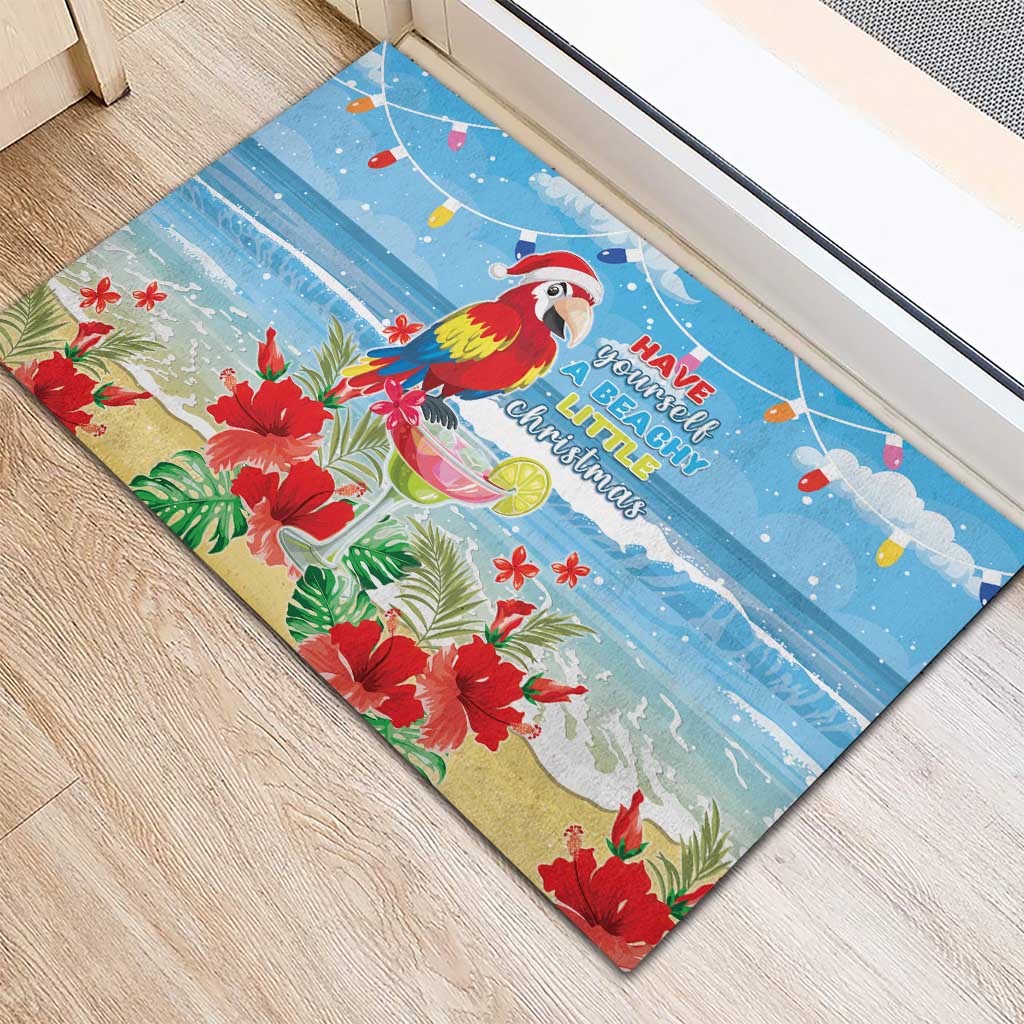 Hawaii Christmas Rubber Doormat Funny Macaw Parrot Tropical Vibe LT05 - Wonder Print Shop