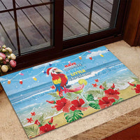 Hawaii Christmas Rubber Doormat Funny Macaw Parrot Tropical Vibe LT05 - Wonder Print Shop