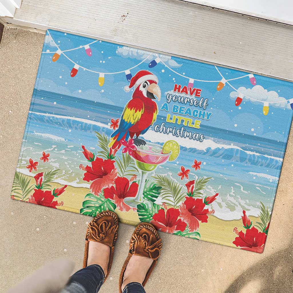 Hawaii Christmas Rubber Doormat Funny Macaw Parrot Tropical Vibe LT05 - Wonder Print Shop