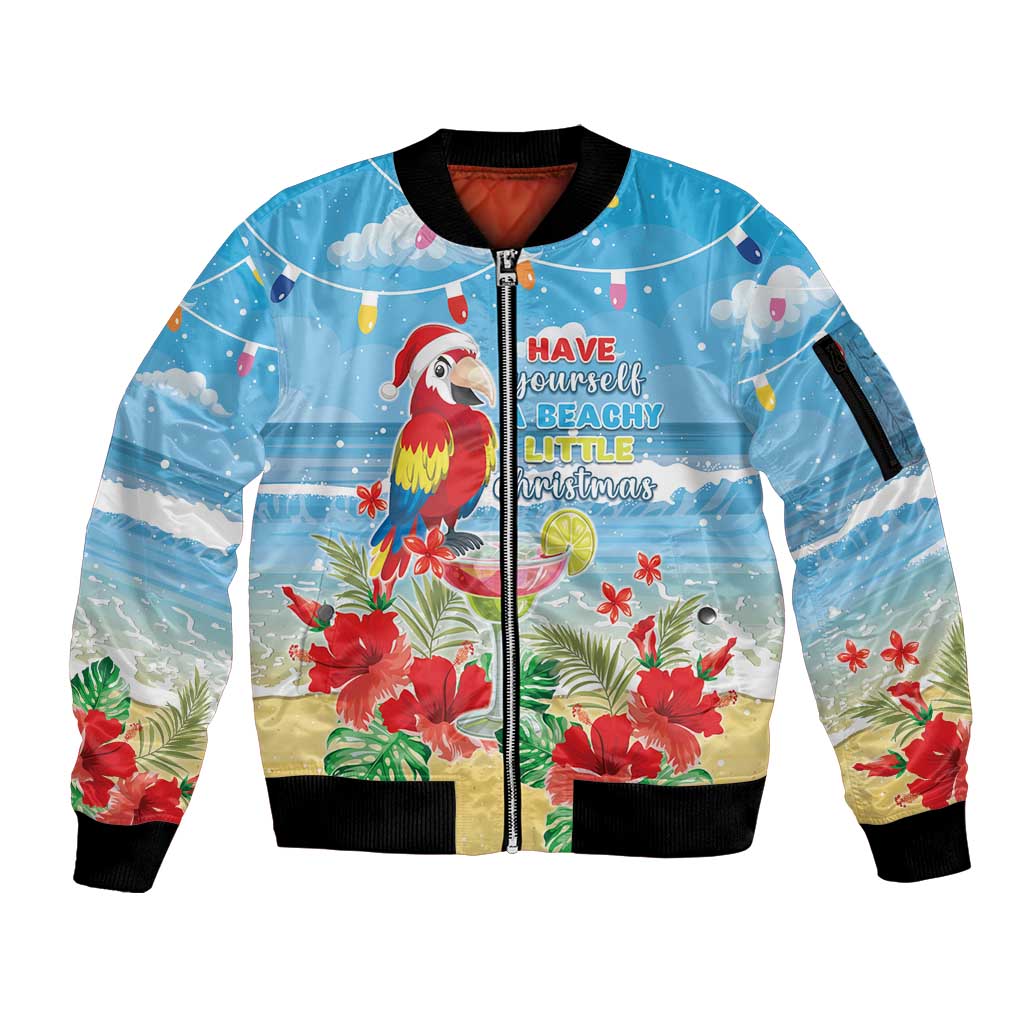 Hawaii Christmas Sleeve Zip Bomber Jacket Funny Macaw Parrot Tropical Vibe LT05 - Wonder Print Shop