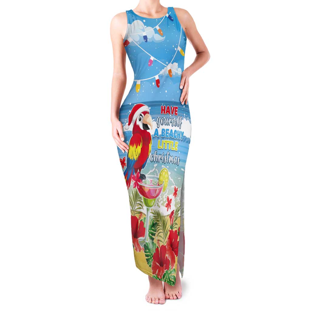 Hawaii Christmas Tank Maxi Dress Funny Macaw Parrot Tropical Vibe LT05 - Wonder Print Shop