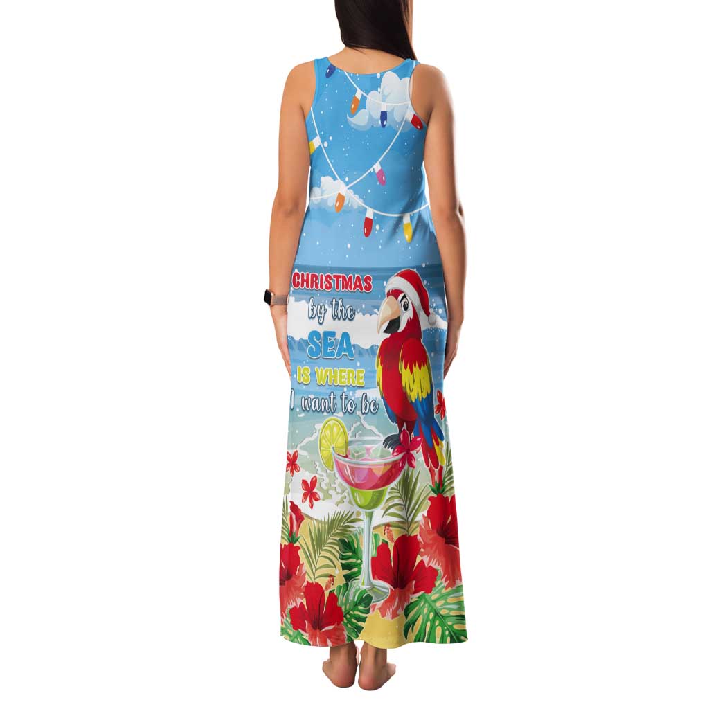 Hawaii Christmas Tank Maxi Dress Funny Macaw Parrot Tropical Vibe LT05 - Wonder Print Shop