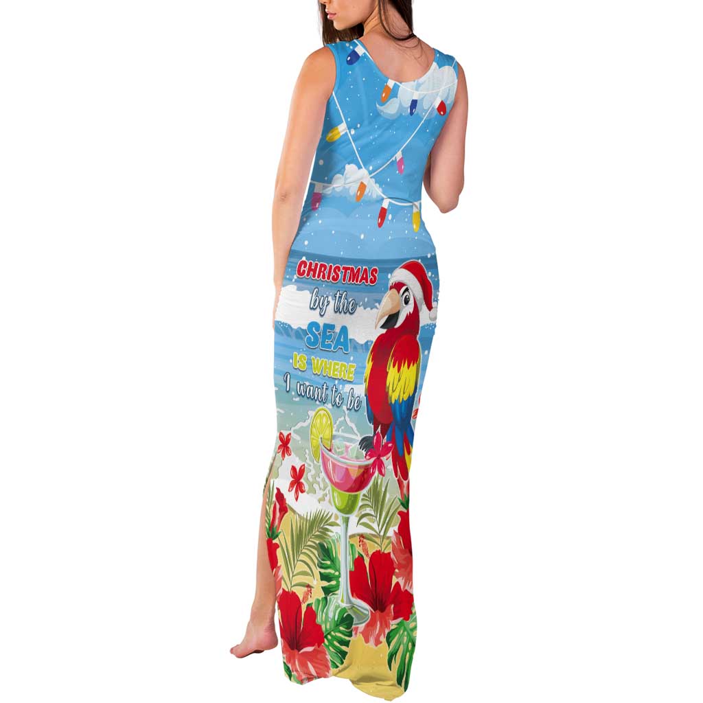 Hawaii Christmas Tank Maxi Dress Funny Macaw Parrot Tropical Vibe LT05 - Wonder Print Shop
