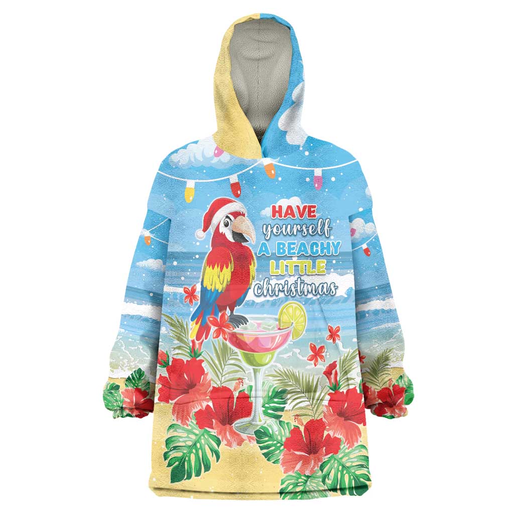 Hawaii Christmas Wearable Blanket Hoodie Funny Macaw Parrot Tropical Vibe LT05 - Wonder Print Shop