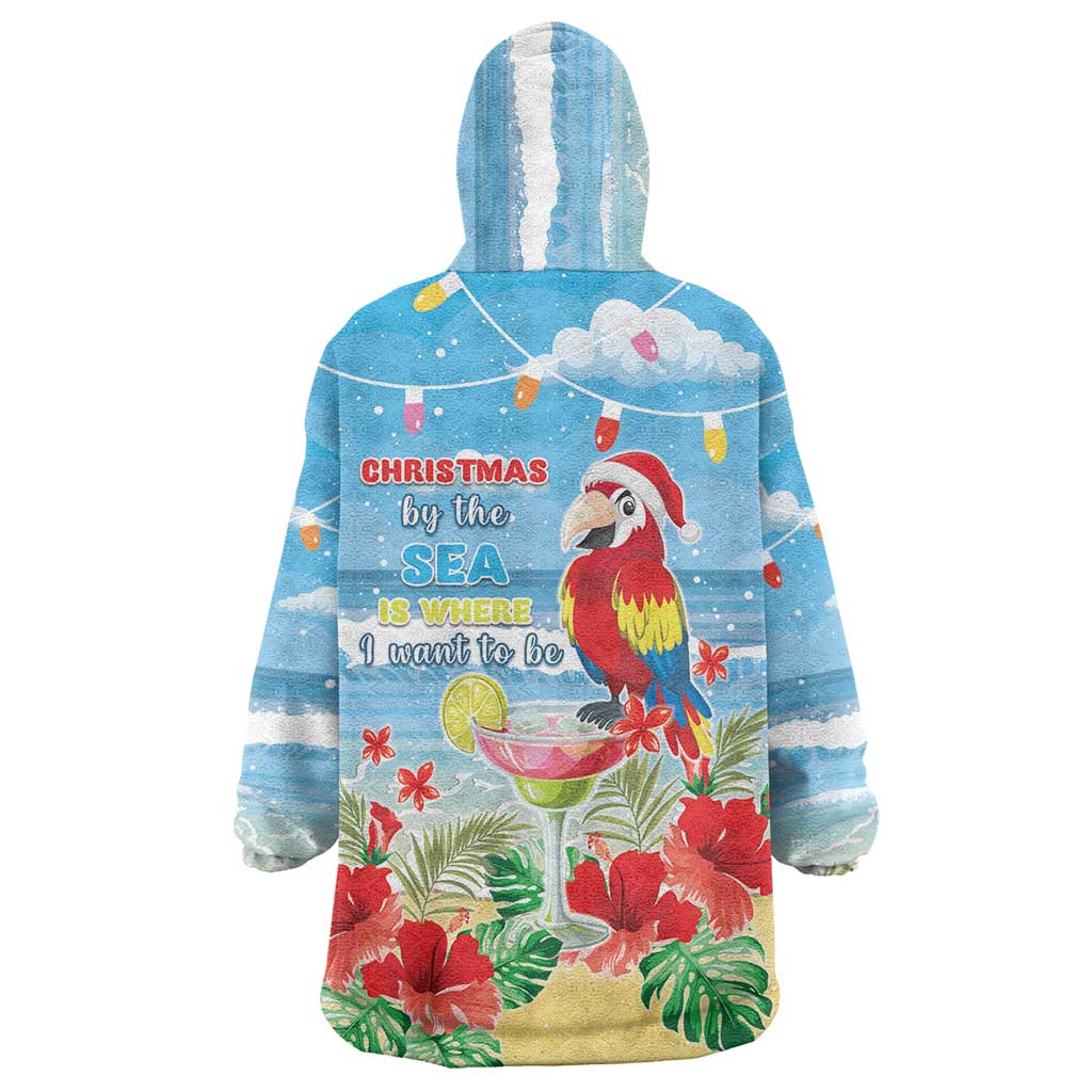 Hawaii Christmas Wearable Blanket Hoodie Funny Macaw Parrot Tropical Vibe LT05 - Wonder Print Shop