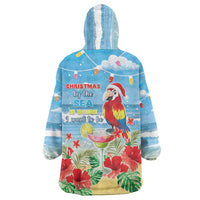 Hawaii Christmas Wearable Blanket Hoodie Funny Macaw Parrot Tropical Vibe LT05 - Wonder Print Shop