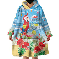 Hawaii Christmas Wearable Blanket Hoodie Funny Macaw Parrot Tropical Vibe LT05 - Wonder Print Shop