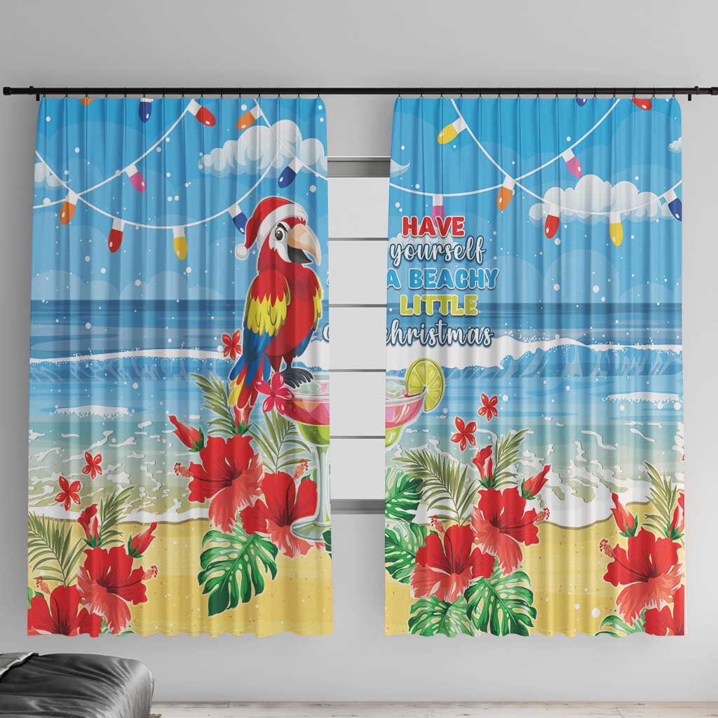 Hawaii Christmas Window Curtain Funny Macaw Parrot Tropical Vibe LT05 - Wonder Print Shop
