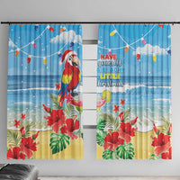 Hawaii Christmas Window Curtain Funny Macaw Parrot Tropical Vibe LT05 - Wonder Print Shop