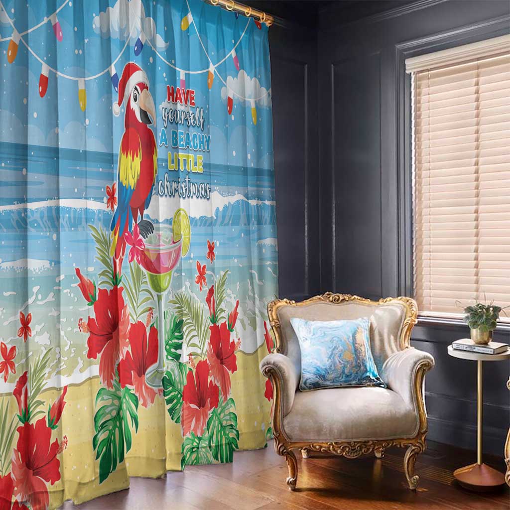 Hawaii Christmas Window Curtain Funny Macaw Parrot Tropical Vibe LT05 - Wonder Print Shop