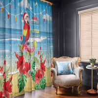 Hawaii Christmas Window Curtain Funny Macaw Parrot Tropical Vibe LT05 - Wonder Print Shop