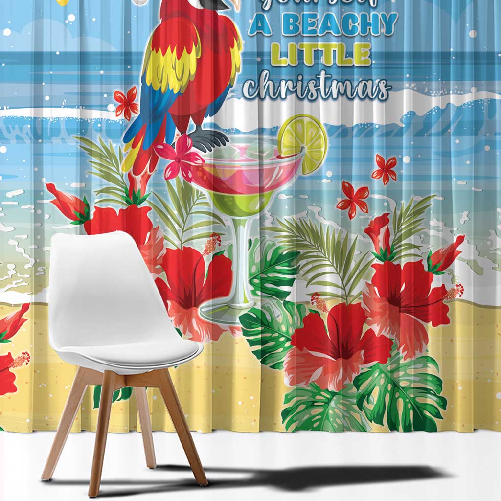 Hawaii Christmas Window Curtain Funny Macaw Parrot Tropical Vibe LT05 - Wonder Print Shop