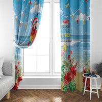 Hawaii Christmas Window Curtain Funny Macaw Parrot Tropical Vibe LT05 - Wonder Print Shop