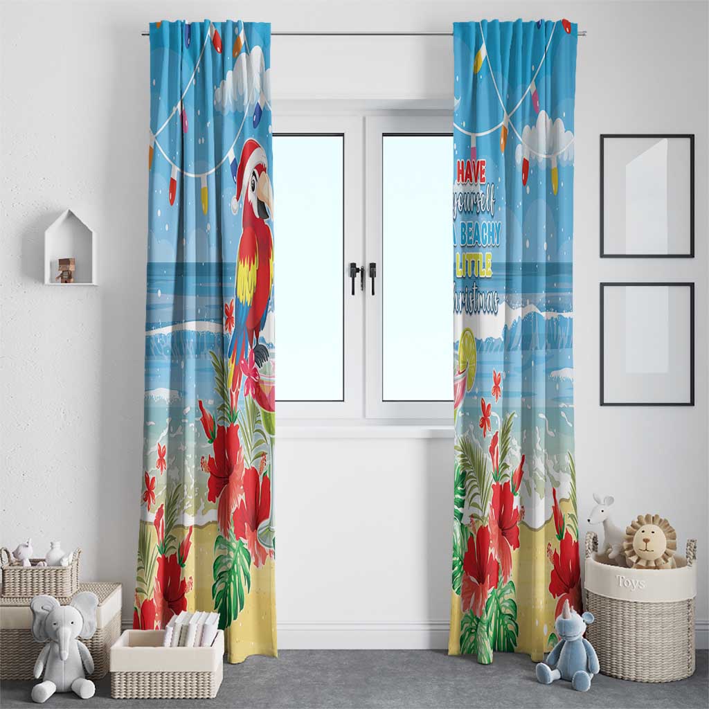 Hawaii Christmas Window Curtain Funny Macaw Parrot Tropical Vibe LT05 - Wonder Print Shop