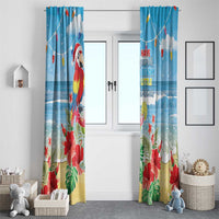 Hawaii Christmas Window Curtain Funny Macaw Parrot Tropical Vibe LT05 - Wonder Print Shop
