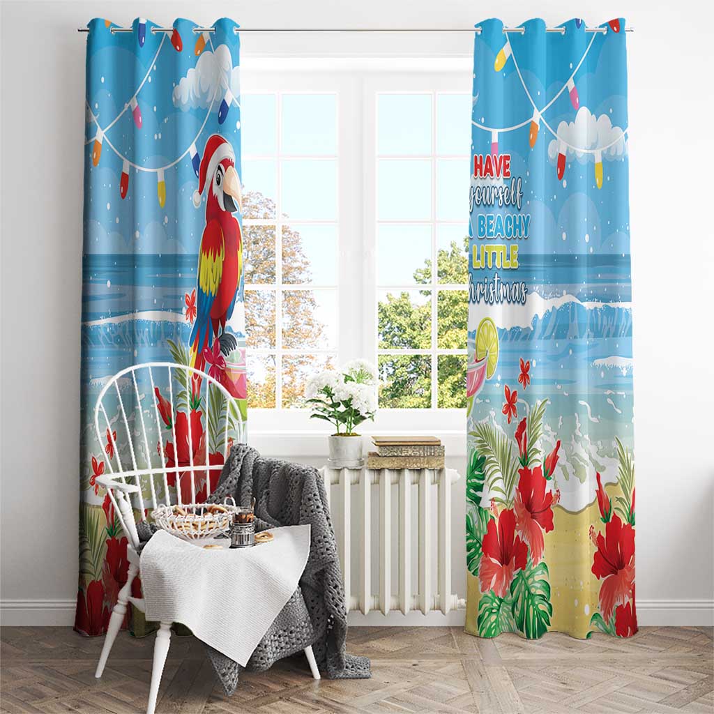 Hawaii Christmas Window Curtain Funny Macaw Parrot Tropical Vibe LT05 - Wonder Print Shop