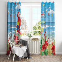 Hawaii Christmas Window Curtain Funny Macaw Parrot Tropical Vibe LT05 - Wonder Print Shop