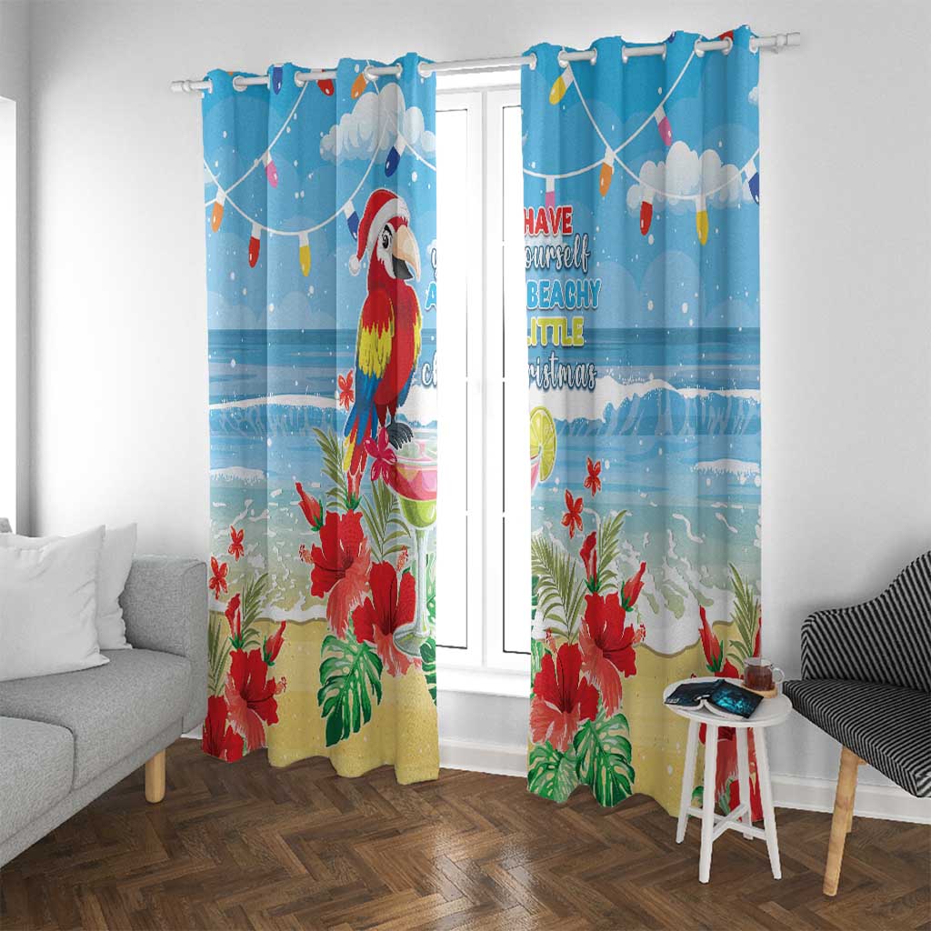 Hawaii Christmas Window Curtain Funny Macaw Parrot Tropical Vibe LT05 - Wonder Print Shop