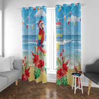 Hawaii Christmas Window Curtain Funny Macaw Parrot Tropical Vibe LT05 - Wonder Print Shop