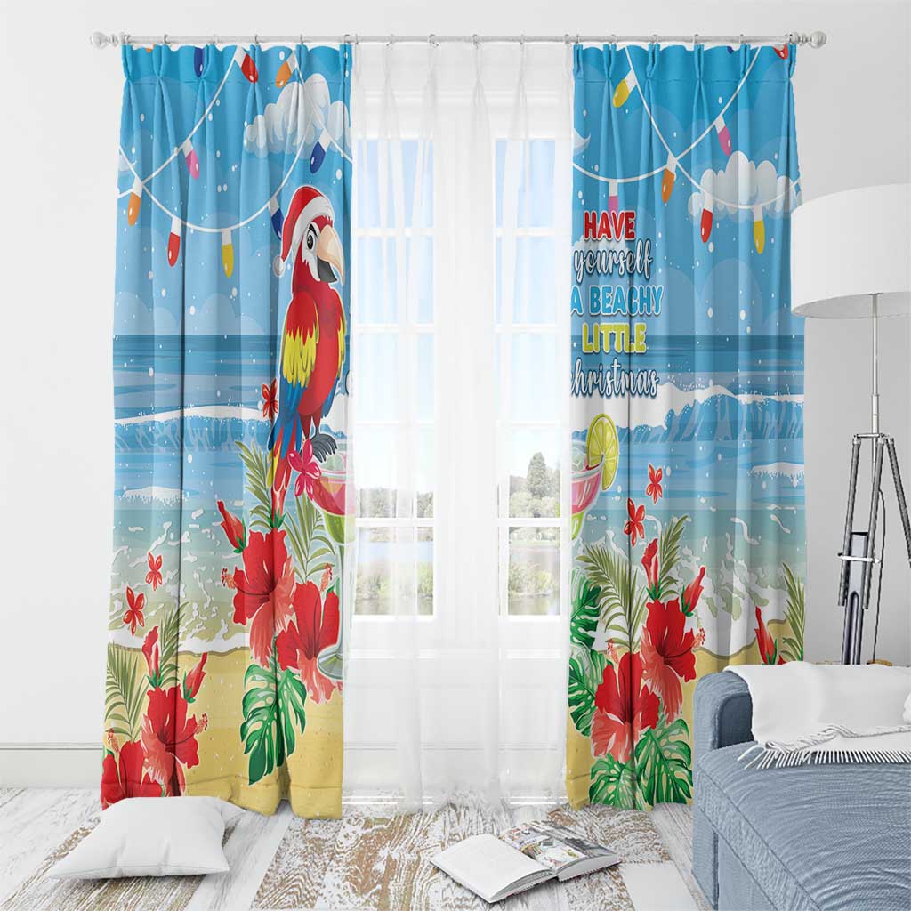 Hawaii Christmas Window Curtain Funny Macaw Parrot Tropical Vibe LT05 - Wonder Print Shop