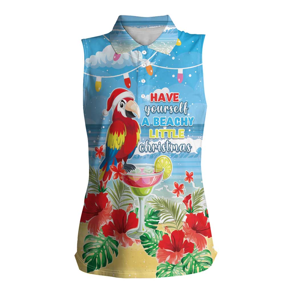 Hawaii Christmas Women Sleeveless Polo Shirt Funny Macaw Parrot Tropical Vibe LT05 - Wonder Print Shop