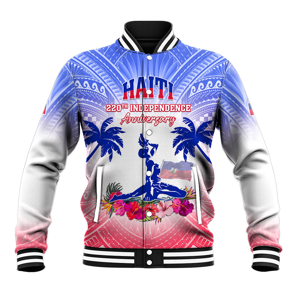 Personalised Haiti Independence Day Baseball Jacket Neg Maron Polynesian Style