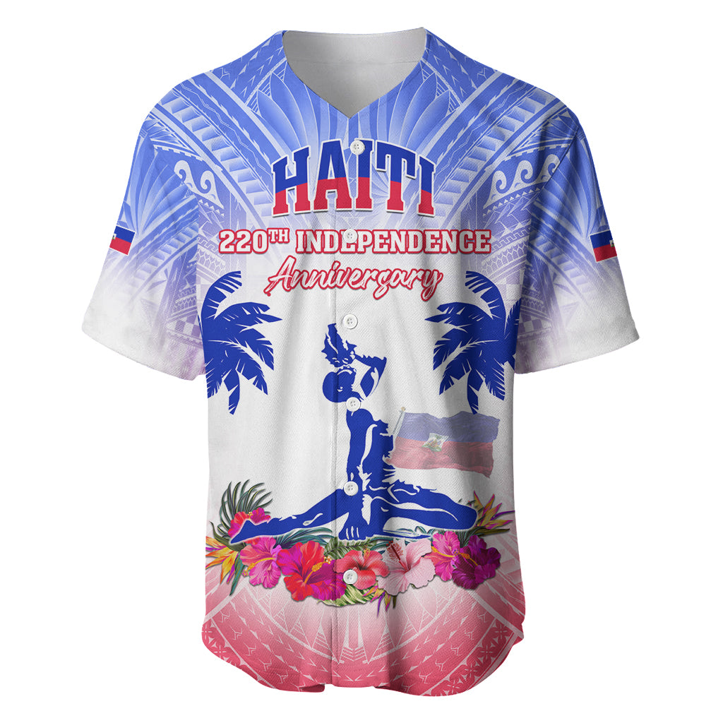 Personalised Haiti Independence Day Baseball Jersey Neg Maron Polynesian Style
