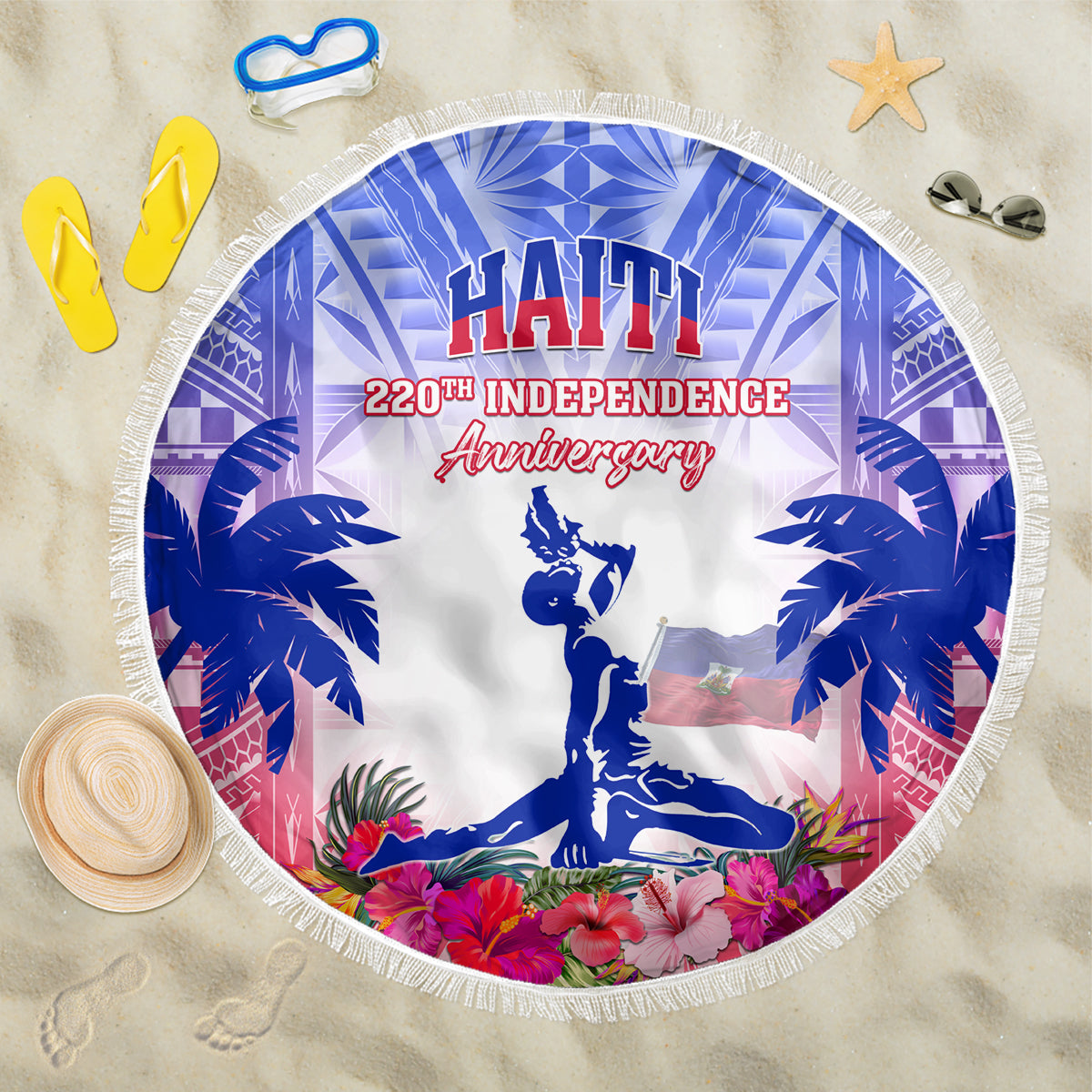 Haiti Independence Day Beach Blanket Neg Maron Polynesian Style