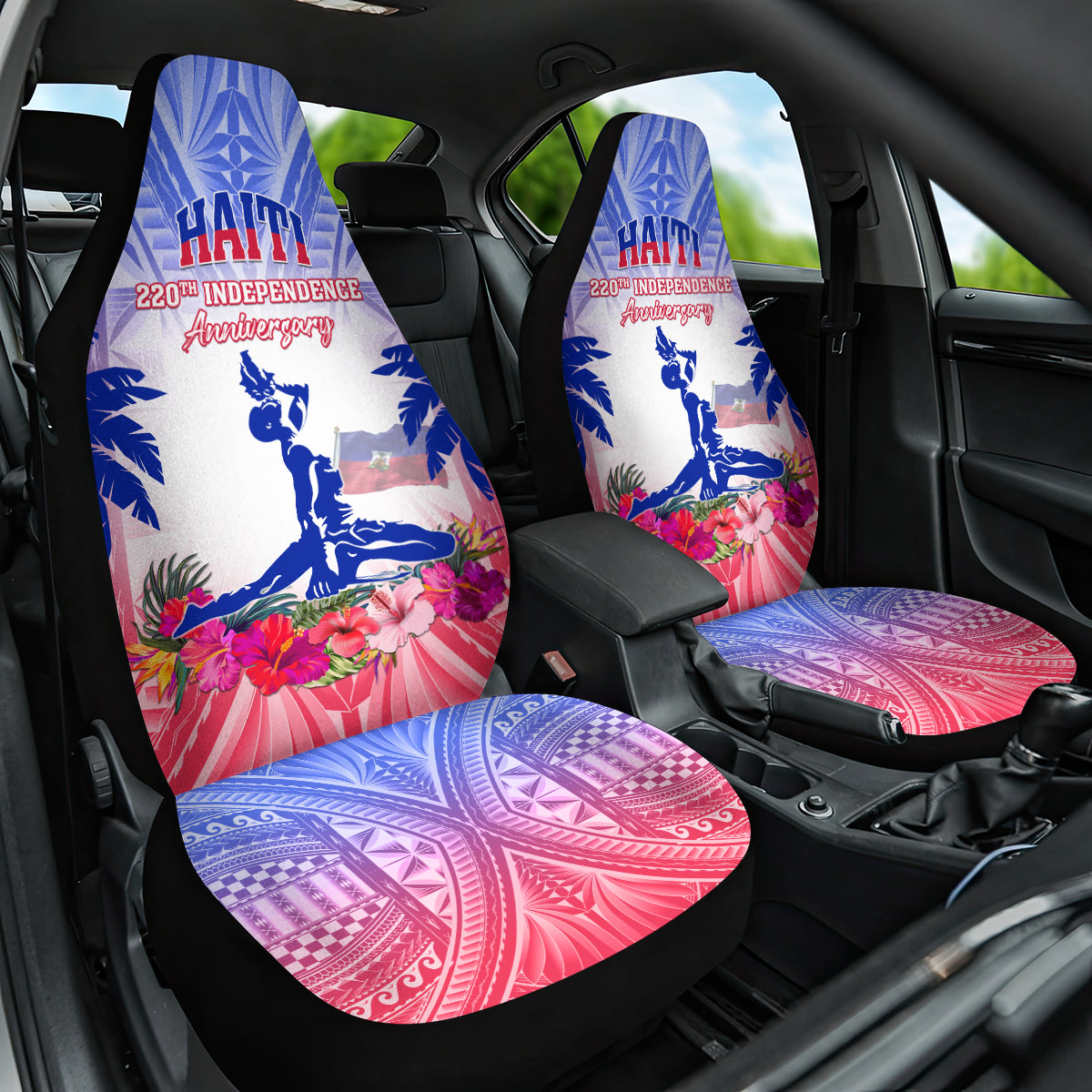 Haiti Independence Day Car Seat Cover Neg Maron Polynesian Style