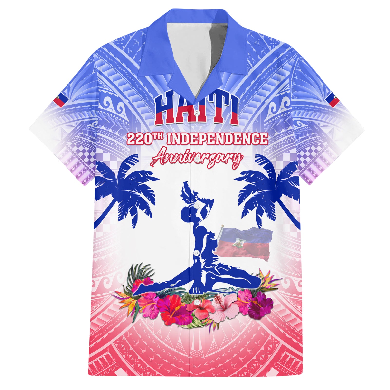 Personalised Haiti Independence Day Hawaiian Shirt Neg Maron Polynesian Style