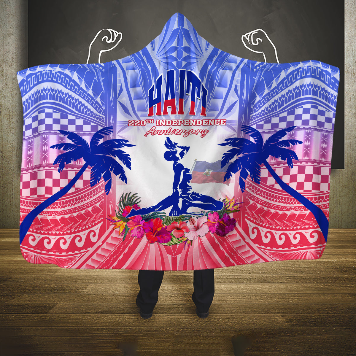 Haiti Independence Day Hooded Blanket Neg Maron Polynesian Style