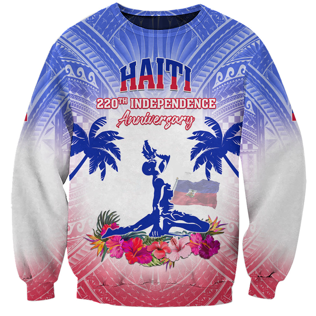 Personalised Haiti Independence Day Sweatshirt Neg Maron Polynesian Style