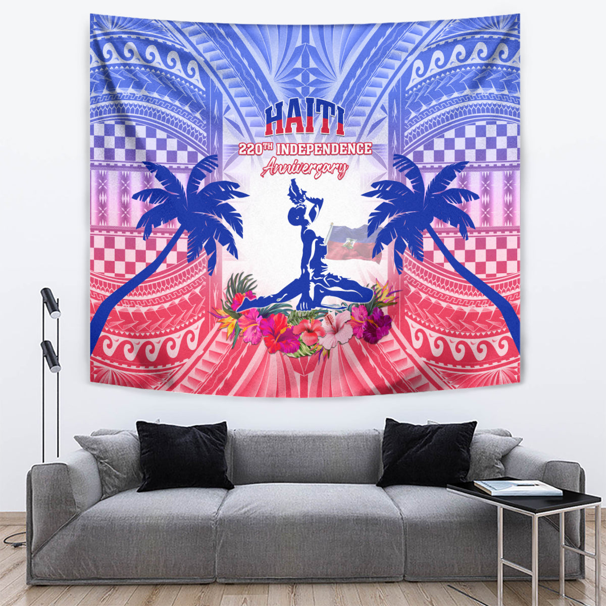 Haiti Independence Day Tapestry Neg Maron Polynesian Style