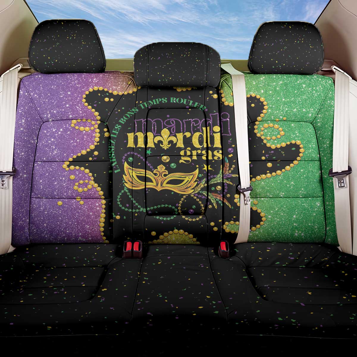 Mardi Gras Back Car Seat Cover Laissez Les Bons Temps Rouler