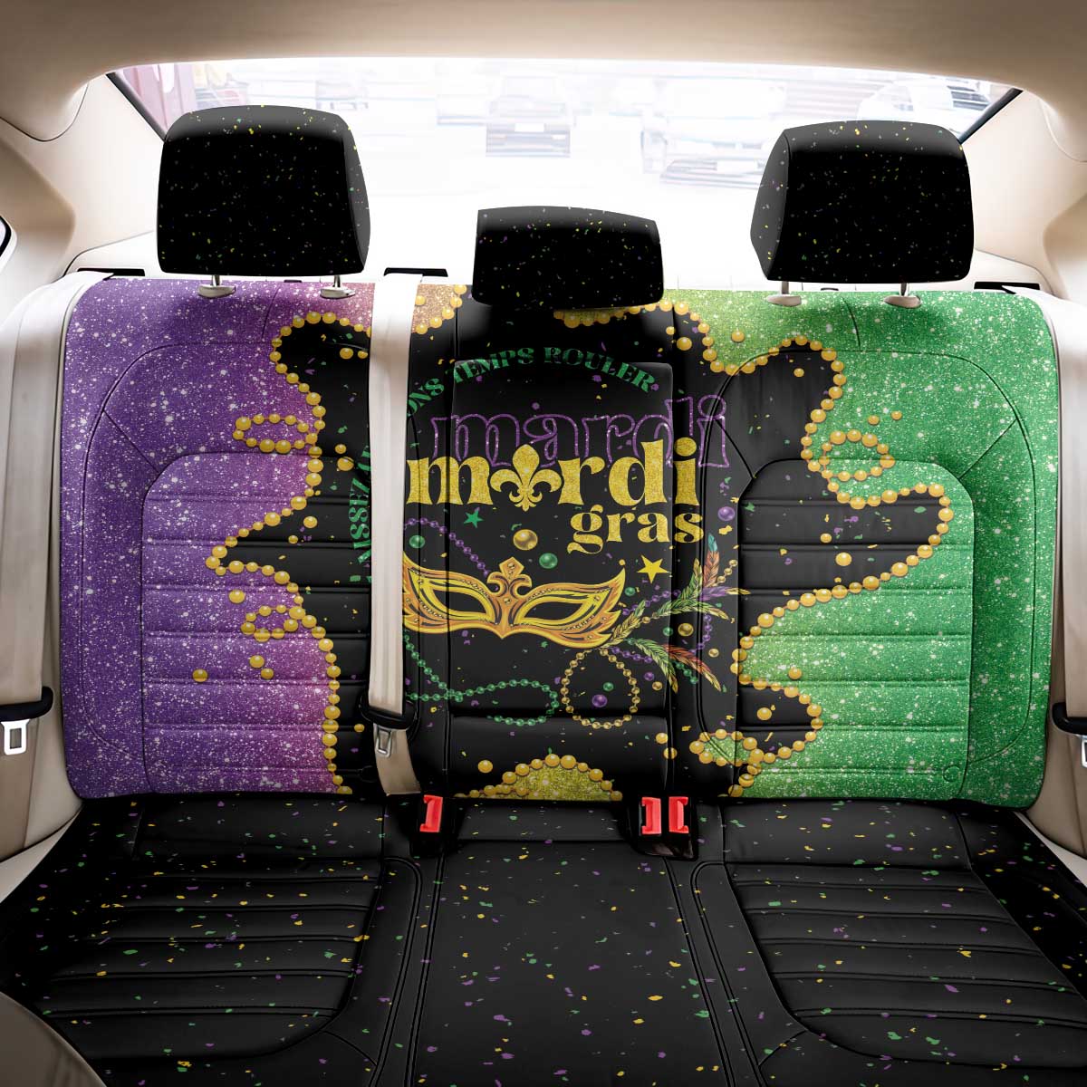 Mardi Gras Back Car Seat Cover Laissez Les Bons Temps Rouler