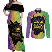 Mardi Gras Couples Matching Off Shoulder Maxi Dress and Long Sleeve Button Shirt Laissez Les Bons Temps Rouler