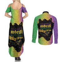 Mardi Gras Couples Matching Summer Maxi Dress and Long Sleeve Button Shirt Laissez Les Bons Temps Rouler