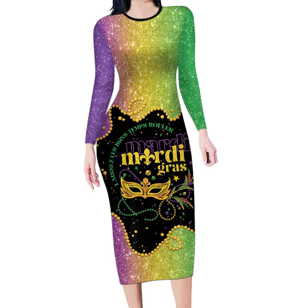 Mardi Gras Family Matching Long Sleeve Bodycon Dress and Hawaiian Shirt Laissez Les Bons Temps Rouler