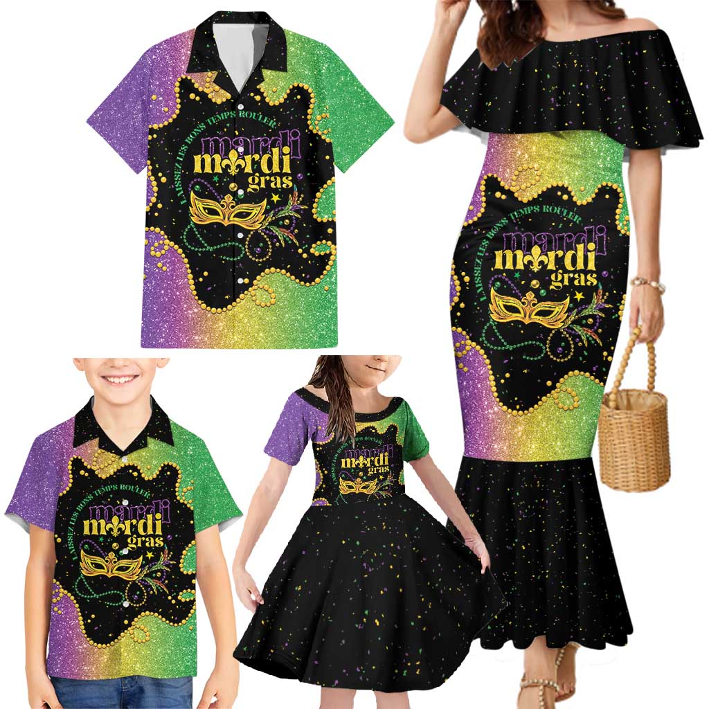 Mardi Gras Family Matching Mermaid Dress and Hawaiian Shirt Laissez Les Bons Temps Rouler